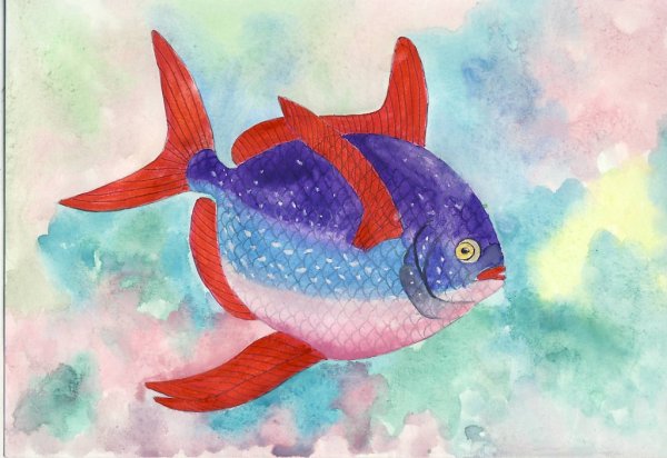 Рыбки акварелью для детей