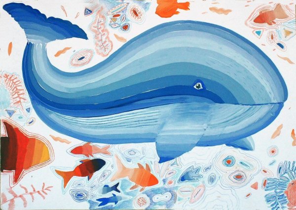 Кит красками для детей