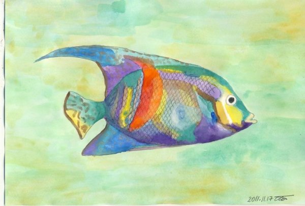 Рисование рыбы акварелью для детей