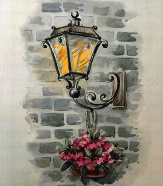 Уличный фонарь акварелью