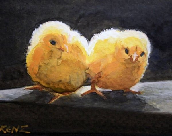 Цыплята картина маслом