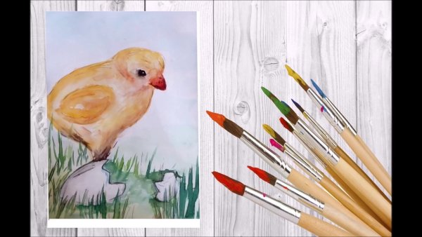 Пасхальный цыпленок живопись