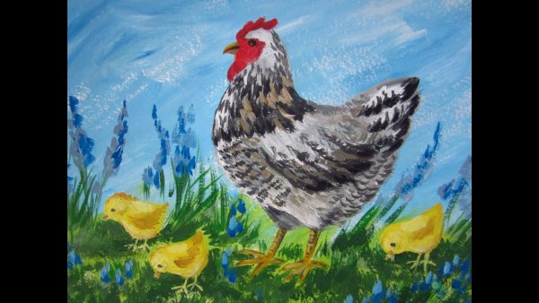 Курочка Ряба акварель