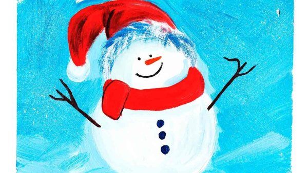Рисование снеговика красками