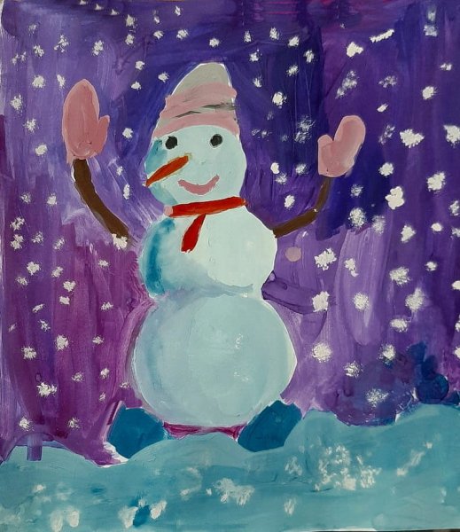 Снеговик живопись
