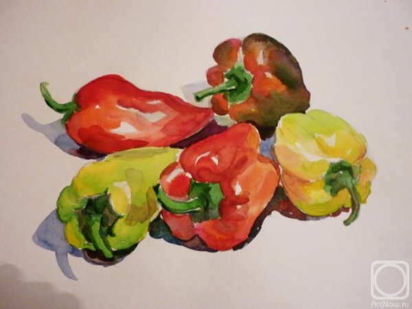 Этюды фруктов и овощей акварелью