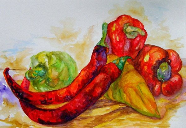Фрукты и овощи гуашью