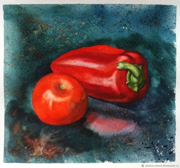 Этюды фруктов и овощей акварелью