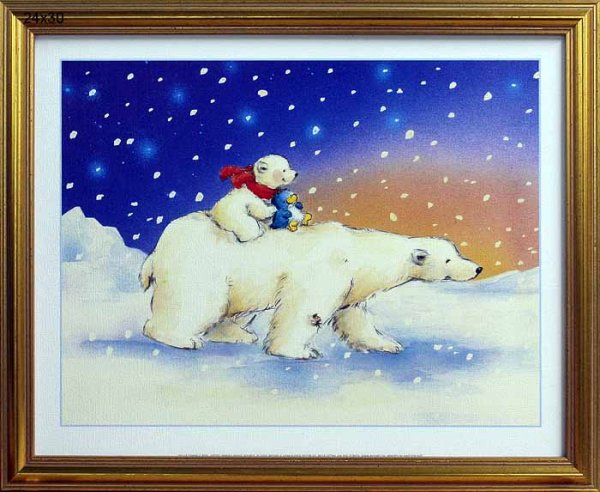 Новогодняя живопись белые медведи