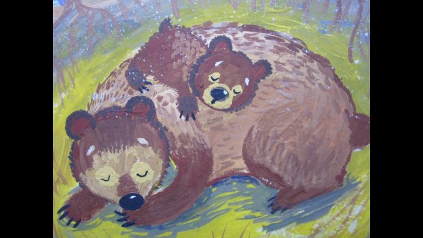 Медведь гуашью для детей
