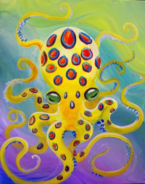 Осьминог гуашью