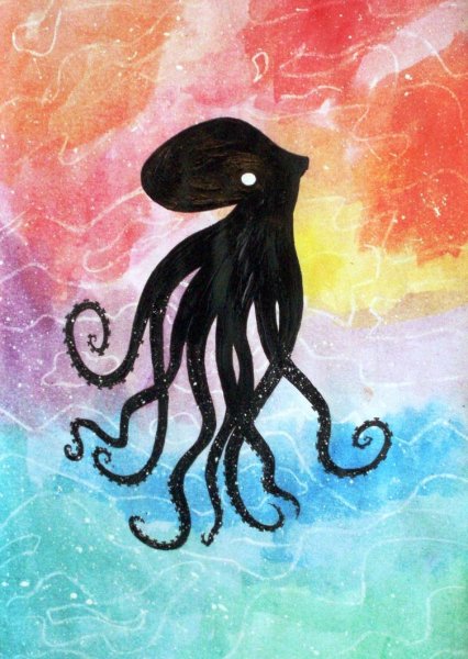 Осьминог гуашью