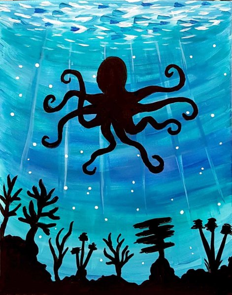 Осьминог акрилом