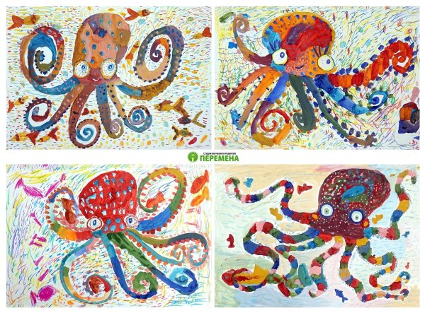Осьминок декоративное рисование