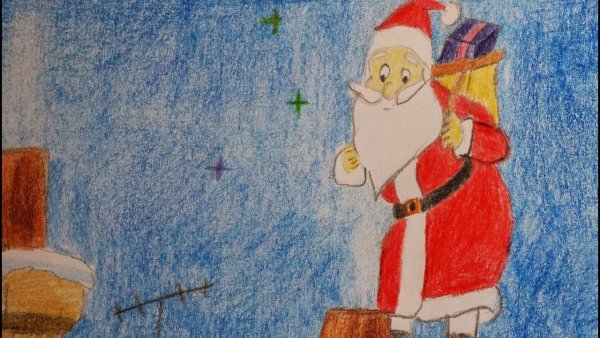 Дед Мороз гуашью