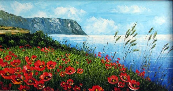 Маковые поля в Крыму живопись