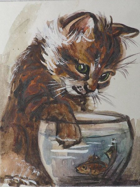 Кот гуашью