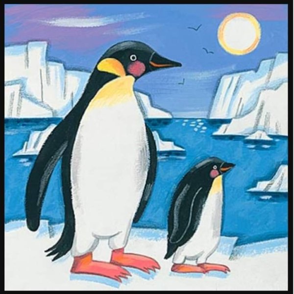 Пингвин красками
