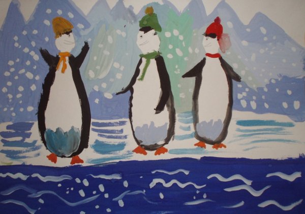 Пингвины живопись