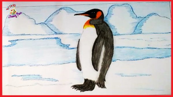 Зимнее рисование с детьми пингвины