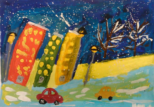 Рисование зимний город