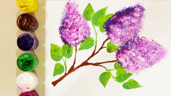 Сирень ватными палочками