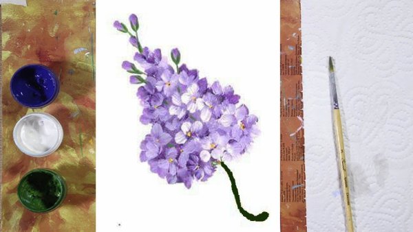 Сирень красками для начинающих