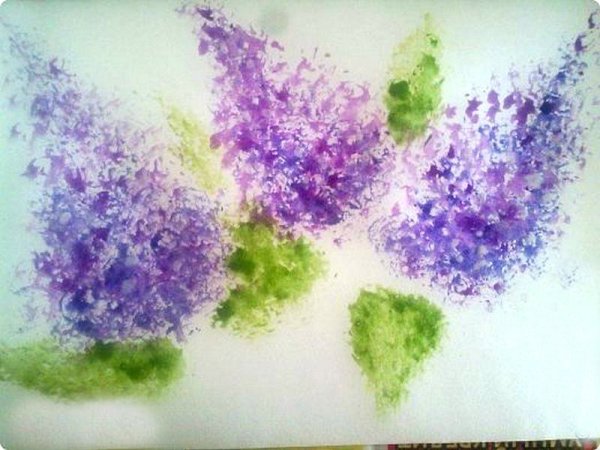 Сирень пуантилизм гуашью