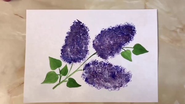 Оттиск смятой бумагой сирень