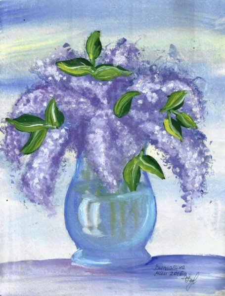 Рисование бумагой сирень