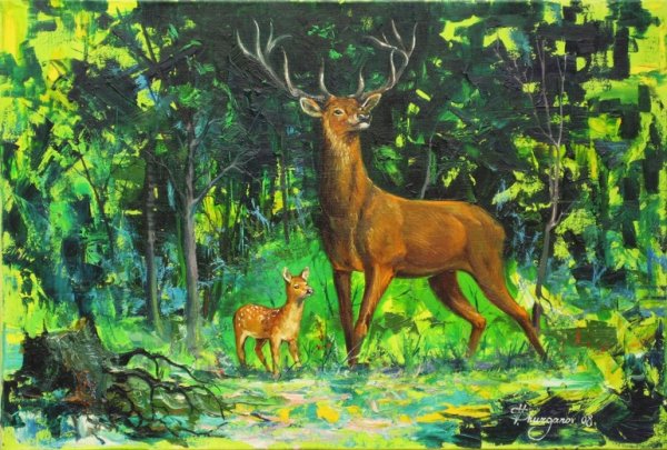 Картина леса с животными