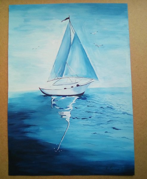 Парусник рисунок гуашью