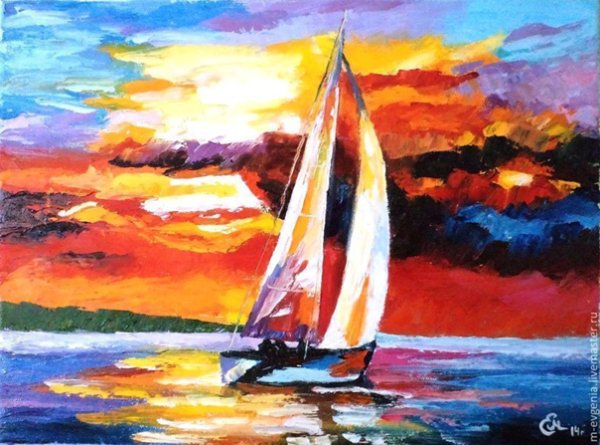 Живопись акрилом парусники