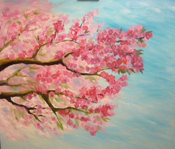 Сакура гуашью