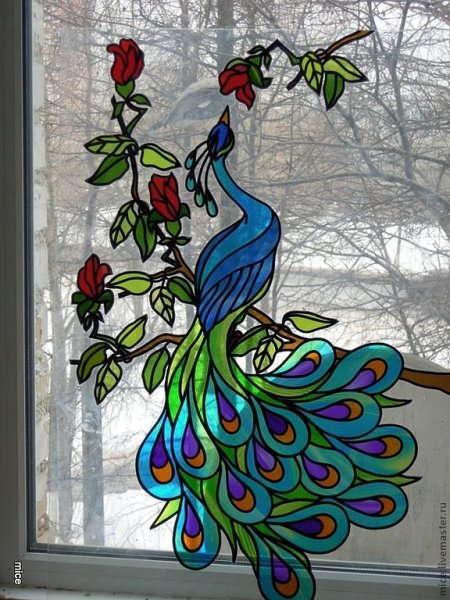 Витраж Павлин