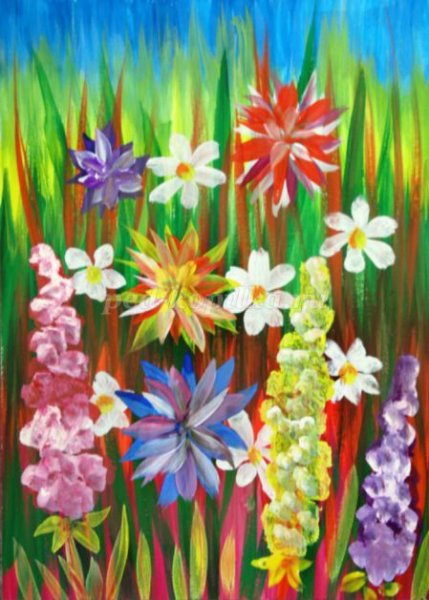 Цветочная Поляна гуашью для детей