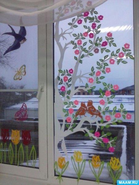 Украшение окон к весне