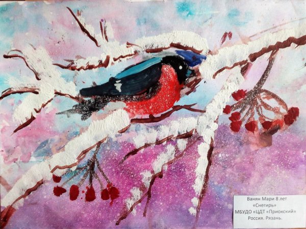 Снегири гуашью мастер класс