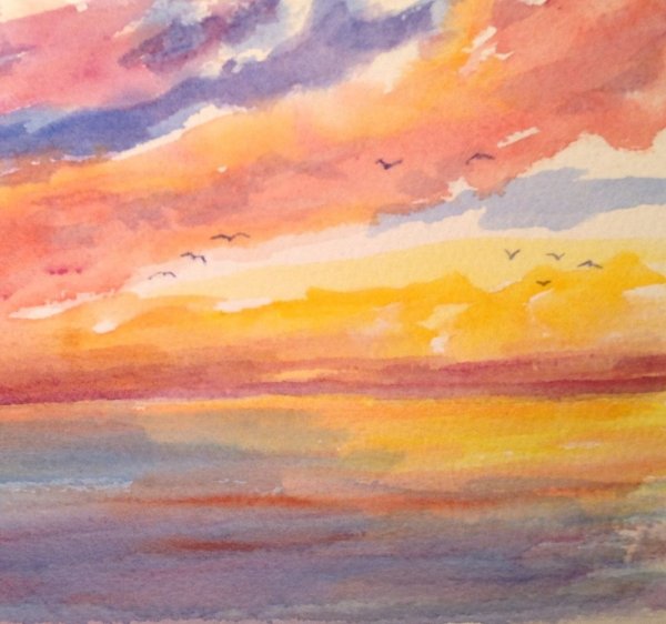 Небо акварелью закат