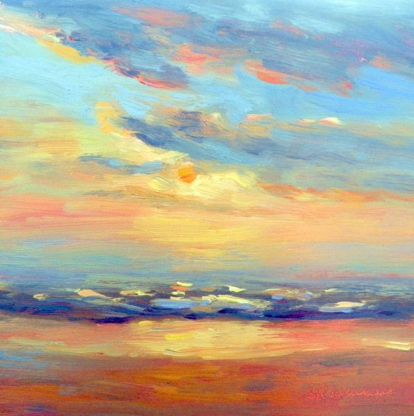 Вечернее небо акварелью