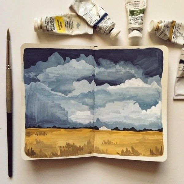 Пейзажи в скетчбуке легкие