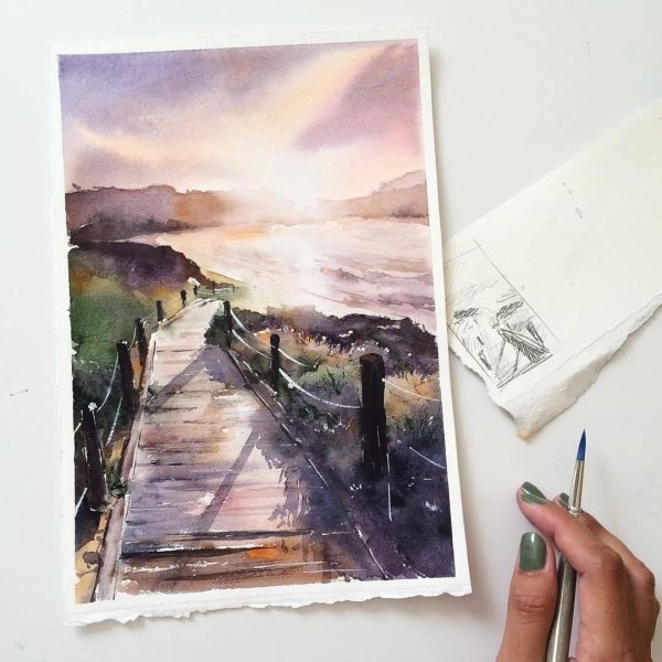 Скетчбук пейзажи акварелью