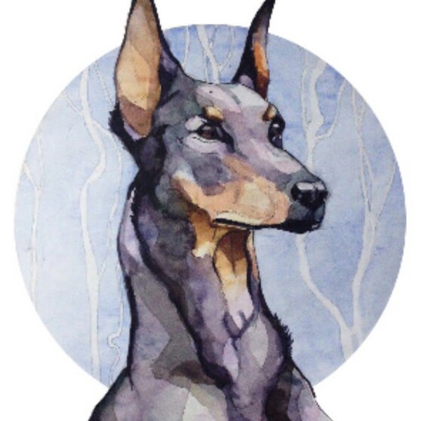Собака акварелью