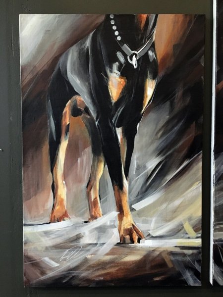 Доберман гуашью