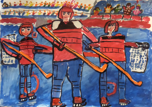 Хоккеист с клюшкой