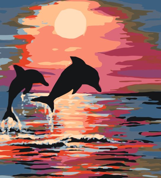 Пейзаж с дельфинами