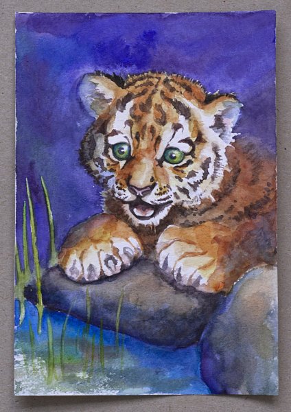 Тигренок гуашью