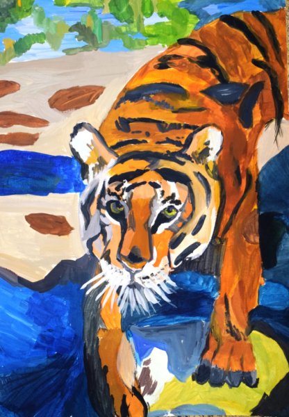 Тигренок гуашью