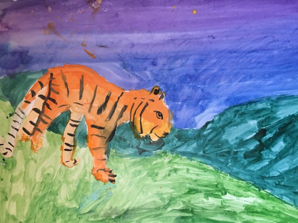 Тигренок гуашью