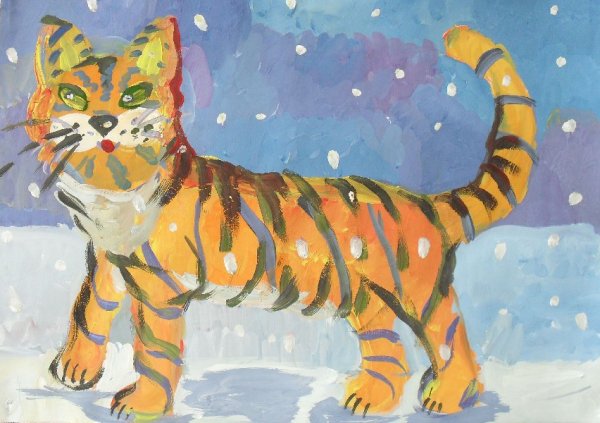 Тигренок гуашью